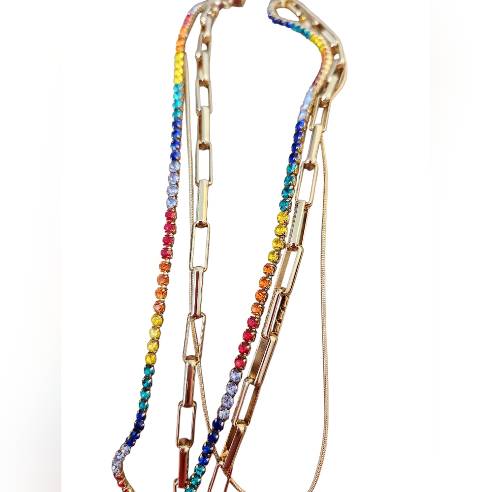 Multicolor Gold Chain Necklace